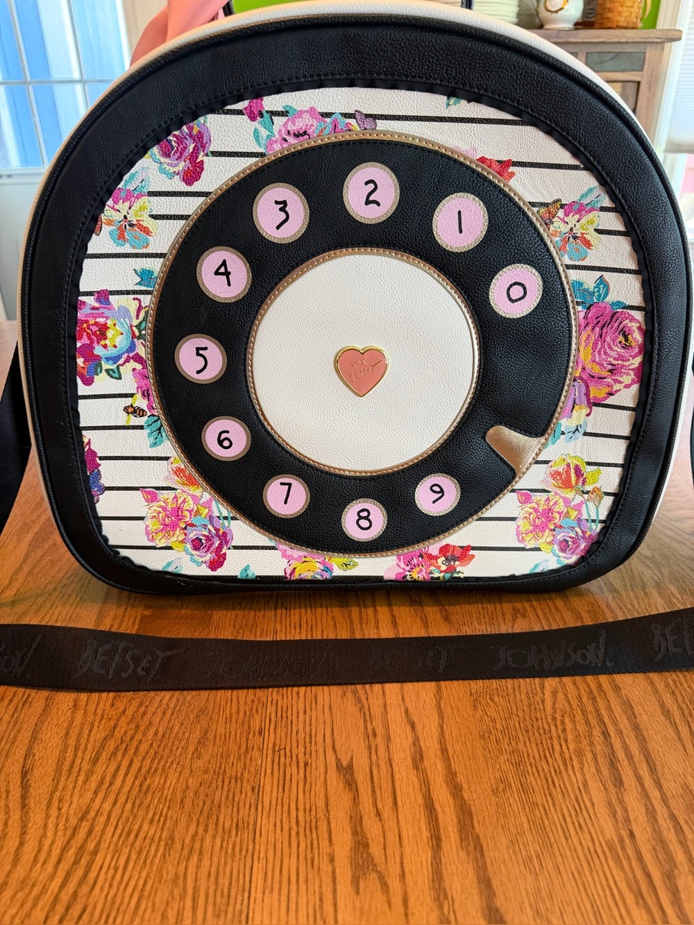 Betsey Johnson “You Rang” Floral Rotary Phone Train Overnight Bag